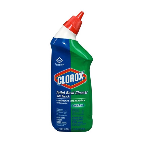 Clorox Toilet Bowl Cleaner with Bleach, designed for powerful cleaning and disinfecting in car wash restrooms.